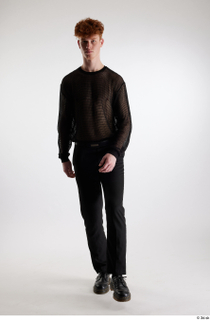 Fergal 1 black leather shoes black mesh t-shirt black trousers…